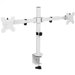 Cedar Assembly - Dual Ultra Wide Lcd Led 27 To Monitor Desk Mount Heavy Duty Adjustable Telescoping Arms Flush Wall Setup Fits - White 21" to 32"