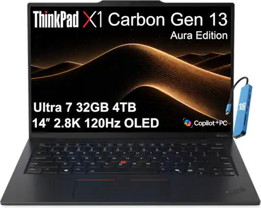ThinkPad X1 Carbon Gen 13 Aura Edition
Ultra 7 32GB 4TB 14" 2.8K 120Hz OLED
Copilot + PC
X1 Carbon