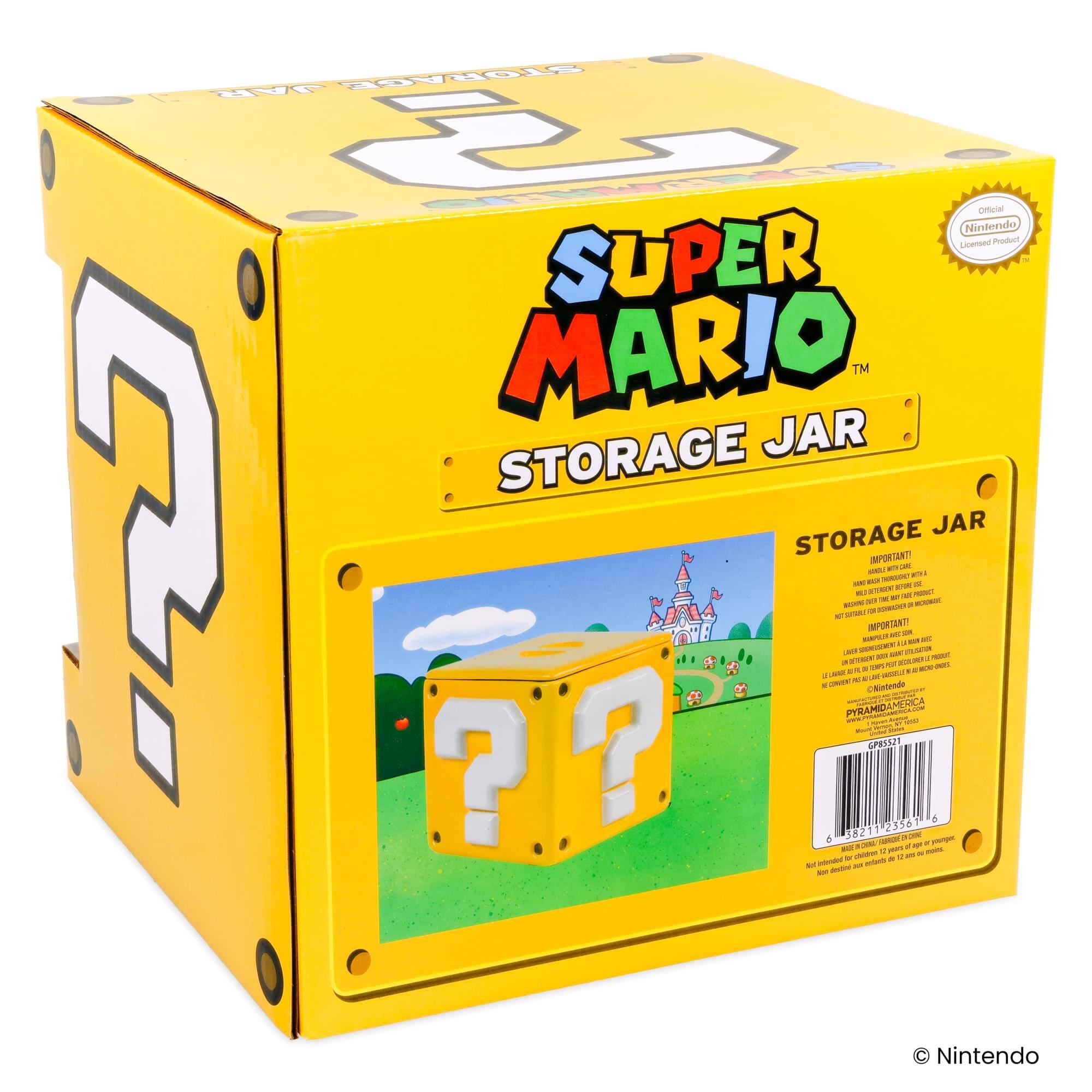 2 STORAGE JAR  
Official Nintendo Licensed Product  
SUPER MARIO™ STORAGE JAR  

IMPORTANT!  
- Do not use with food.  
- Do not use with liquids.  
- Do not use with hot items.  
- Do not use with sharp objects.  
- Do not use with heavy items.  
- Do not use with items that may scratch or damage the jar.  
- Do not use with items that may cause the jar to tip over.  
- Do not use with items that may cause the jar to break.  
- Do not use with items that may cause the jar to become unstable.  
- Do not use with items that may cause the jar to become unbalanced.  
- Do not use with items that may cause the jar to become unstable.  
- Do not use with items that may cause the jar to become unbalanced.  
- Do not use with items that may cause the jar to become unstable.  
- Do not use with items that may cause the jar to become unbalanced.  
- Do not use with items that may cause the jar to become unstable.  
- Do not use with items that may cause the jar to become unbalanced.  
- Do not use with items that may cause the jar to become unstable