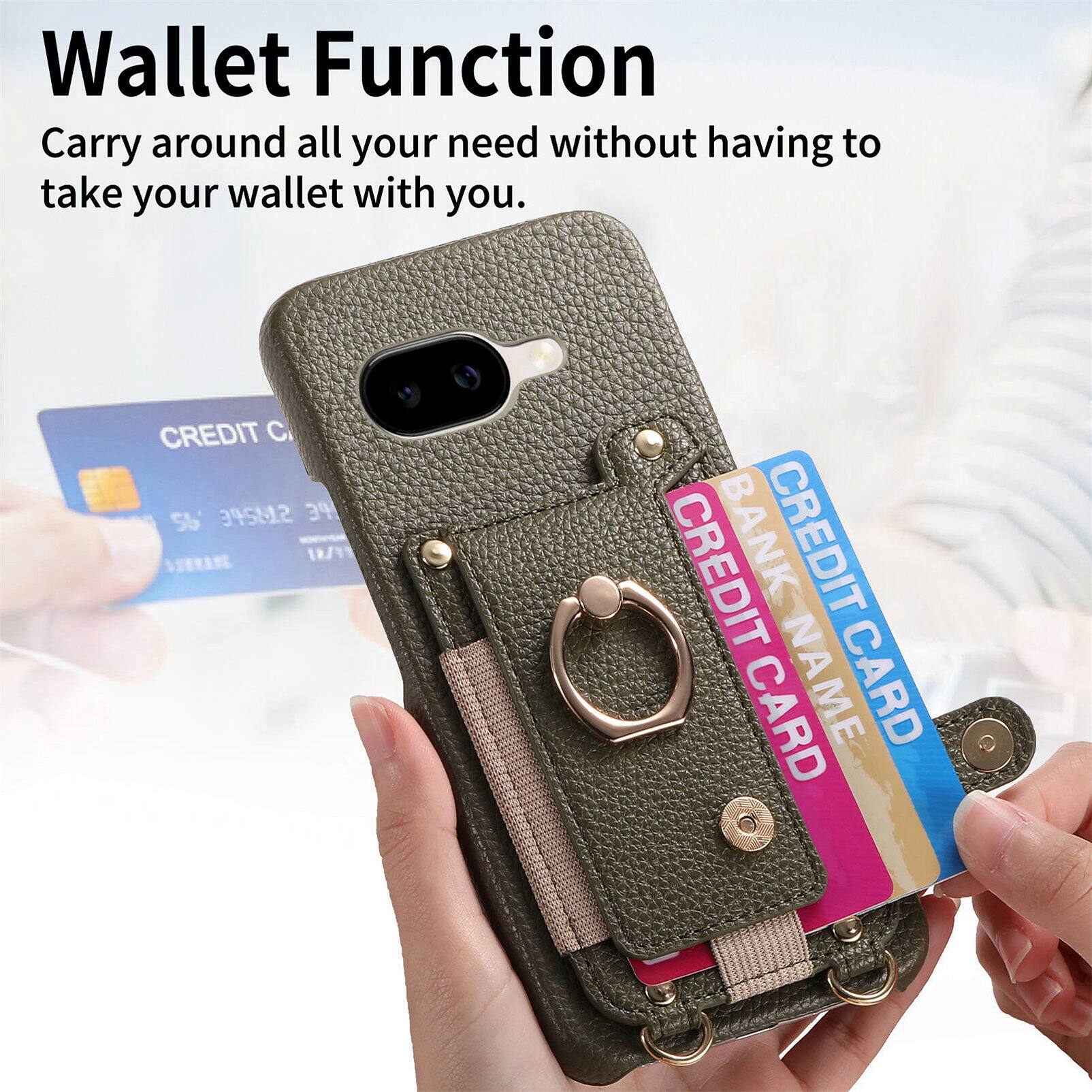 Wallet Function  
Carry around all your needs without having to take your wallet with you.  

CREDIT CARD  
BANK NAME  
CREDIT CARD NAME