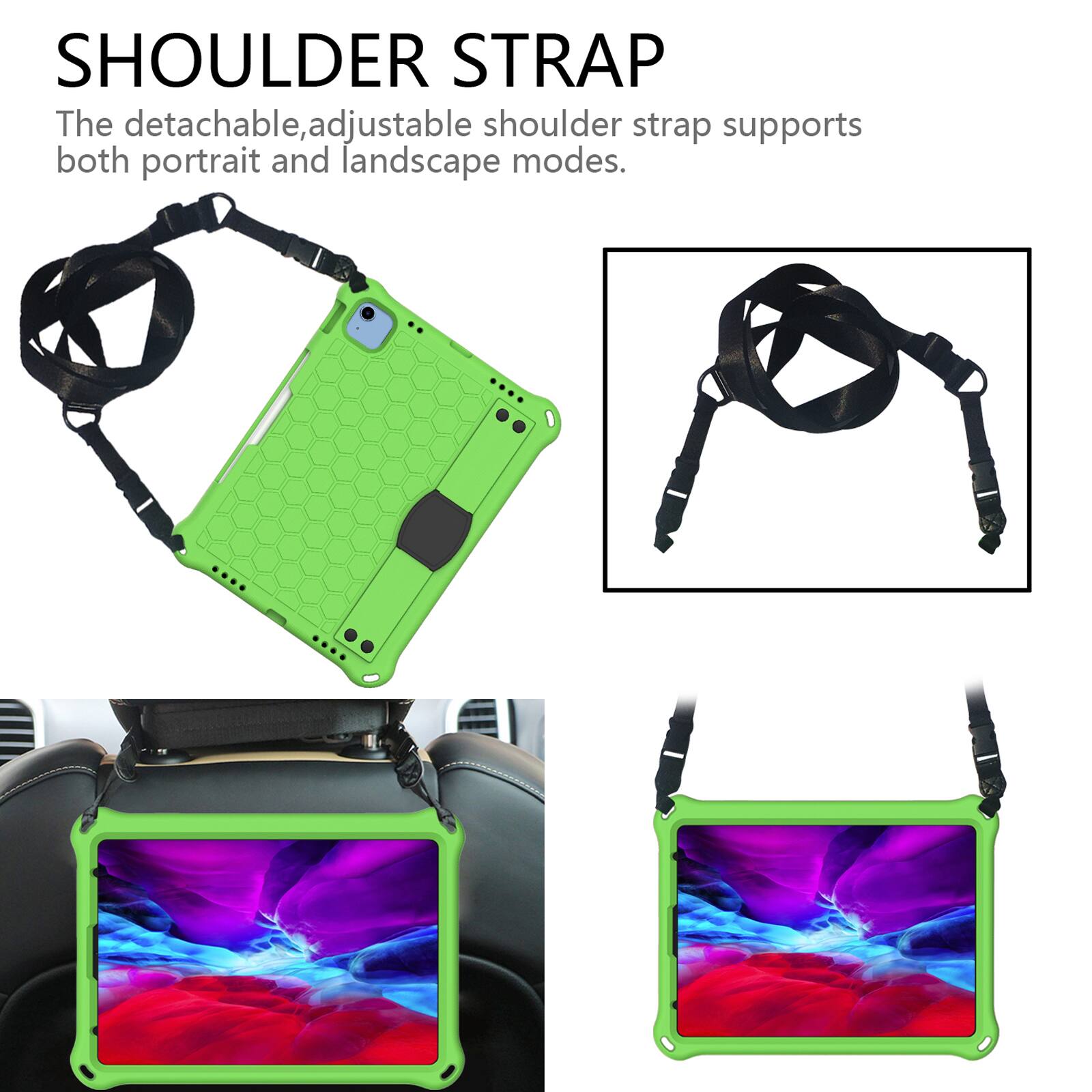 SHOULDER STRAP

The detachable, adjustable shoulder strap supports both portrait and landscape modes.