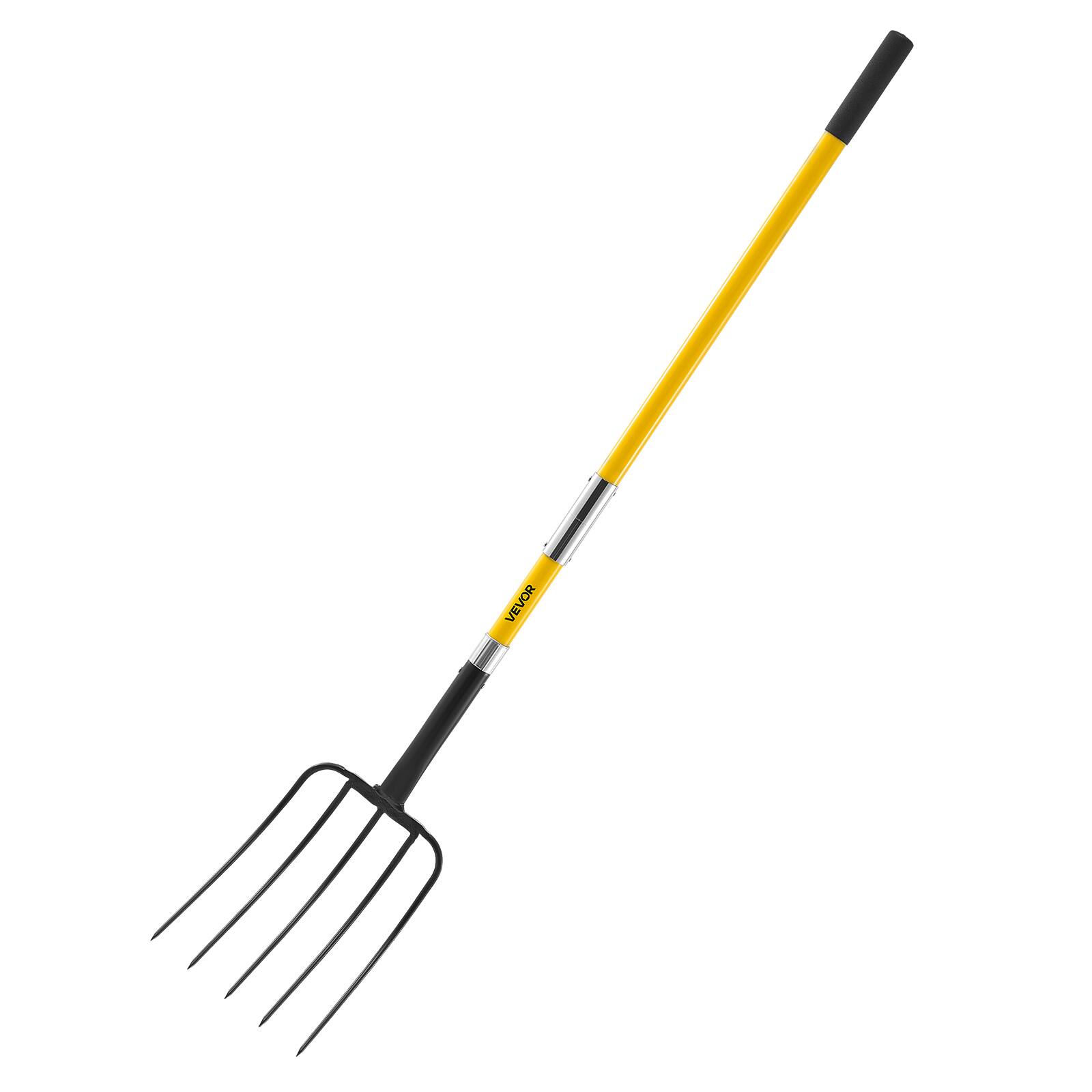 Alt View 5. VEVOR - Garden Fork, 5-Tine Gardening Pitchfork with Fiberglass Handle, 57 in Heavy Duty Digging Fork with Y Grip - red.