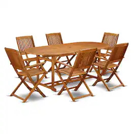 East West Furniture - Wooden Patio Set Natural Oil - Brown