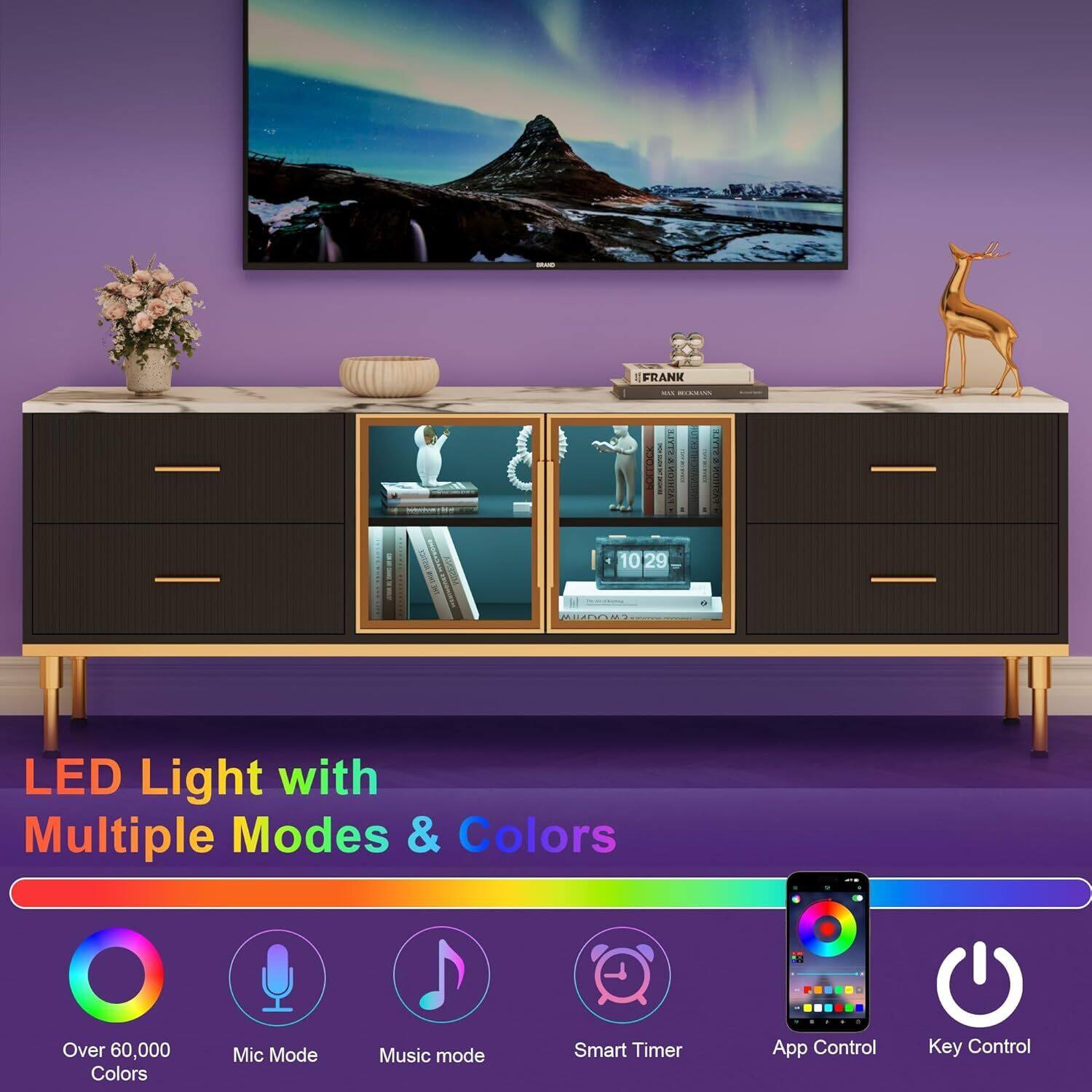 LED Light with Multiple Modes & Colors

- Over 60,000 Colors
- Mic Mode
- Music mode
- Smart Timer
- App Control
- Key Control