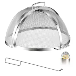 VEVOR - Fire Pit Spark Screen, 19 inch Dome, Stainless Steel Mesh Cover Lid, for Outdoor, Patio, Backyard, Camping, Party - Silver