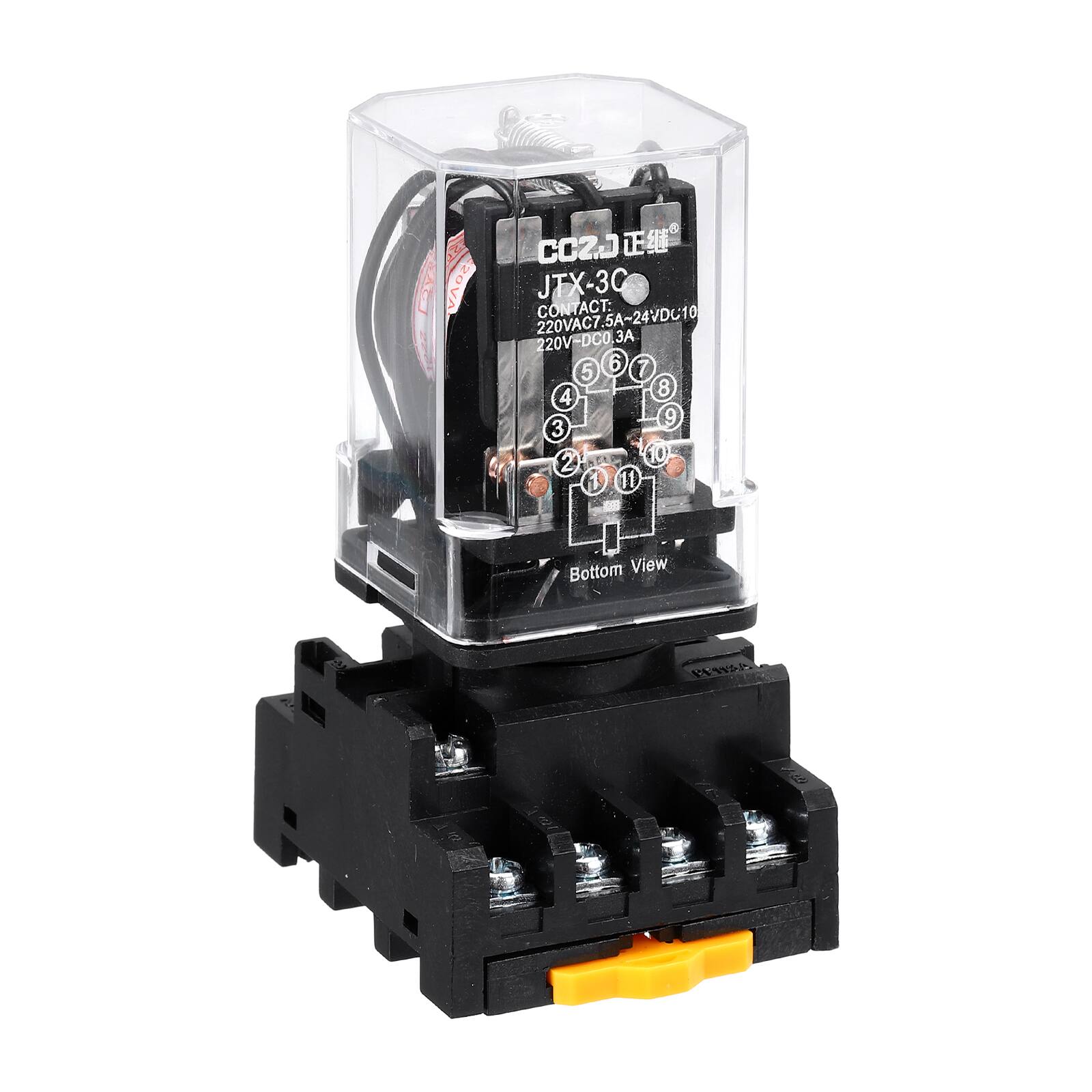 Unique Bargains - DPDT Electromagnetic Power Relay, AC 220V Coil 10A, 11 Pin MK2P-I Small Relay with Socket Base, 3NO/3NC JTX-3C - Black price history on PriceWatchPro
