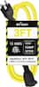BN-LINK - 3 ft Outdoor Extension Cord 12/3 SJTW, Heavy Duty, 3-Prong Grounded, 15A, 1875W, ETL - Yellow