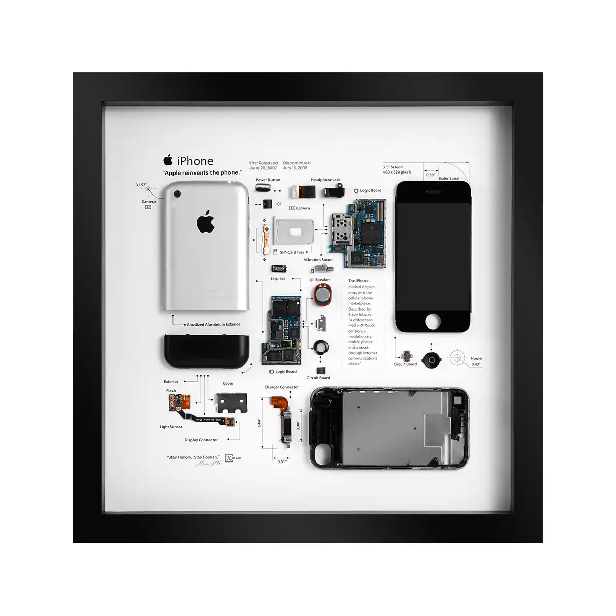 iPhone  
"Apple reinvents the phone."

First Released: June 29, 2007  
Discontinued: July 15, 2008  

- Power Button  
- 2.5" Screen  
- 3.5" Screen  
- Headphone Jack  
- Logic Board  
- Charger Connector  
- Digital Connector  
- Light Sensor  
- Flash  
- Camera  
- 2.0 MP Camera  
- SIM Card Tray  
- Antenna  
- Home Button  
- Central Board  
- Main Applic.  
- Stay Hungry, Stay Foolish.  
- Steve Jobs  
- Anodized Aluminum Exterior  
- 3.5" Screen  
- 3.5" Screen  
- 3.5" Screen  
- 3.5" Screen  
- 3.5" Screen  
- 3.5" Screen  
- 3.5" Screen  
- 3.5" Screen  
- 3.5" Screen  
- 3.5" Screen  
- 3.5" Screen  
- 3.5" Screen  
- 3.5" Screen  
- 3.5" Screen  
- 3.5" Screen  
- 3.5" Screen  
- 3.5" Screen  
- 3.5" Screen  
- 3.5" Screen  
- 3.5" Screen  
- 3.5" Screen  
- 3.5" Screen  
- 3.5" Screen  
- 3.5" Screen  
- 3.5" Screen  
- 3.5" Screen  
- 3.5" Screen  
- 3.5" Screen  
- 3.5" Screen  
- 3.5" Screen  
- 3.5" Screen  
- 3.5" Screen  
- 3.5" Screen  
- 3.5" Screen  
- 3.5" Screen  
- 3.5" Screen  
- 3.5" Screen  
- 3.5" Screen  
- 3.5" Screen  
- 3.5" Screen  
- 3.5" Screen  
- 3.5" Screen  
- 3.5" Screen  
- 3.5" Screen  
- 3.5" Screen  
- 3.5" Screen  
- 3.5" Screen  
