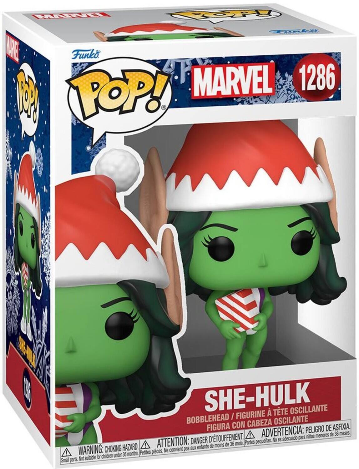 Funko Pop! Marvel 1286 She-Hulk Bobblehead / Figurine à tête oscillante / Figura con cabeza oscilante / Peligro de asfixia d'etouffement. Advertencia: para mios menores de 36 meses / Danger d'étouffement. Attention: enfants de moins de 36 mois / Parties peqieras. No es adecuado para niños menores de 36 meses / Warning: choking hazard. Not suitable for children under 36 months / Petites pieces. Ne convient pas aux enfants de moins de 36 mois.