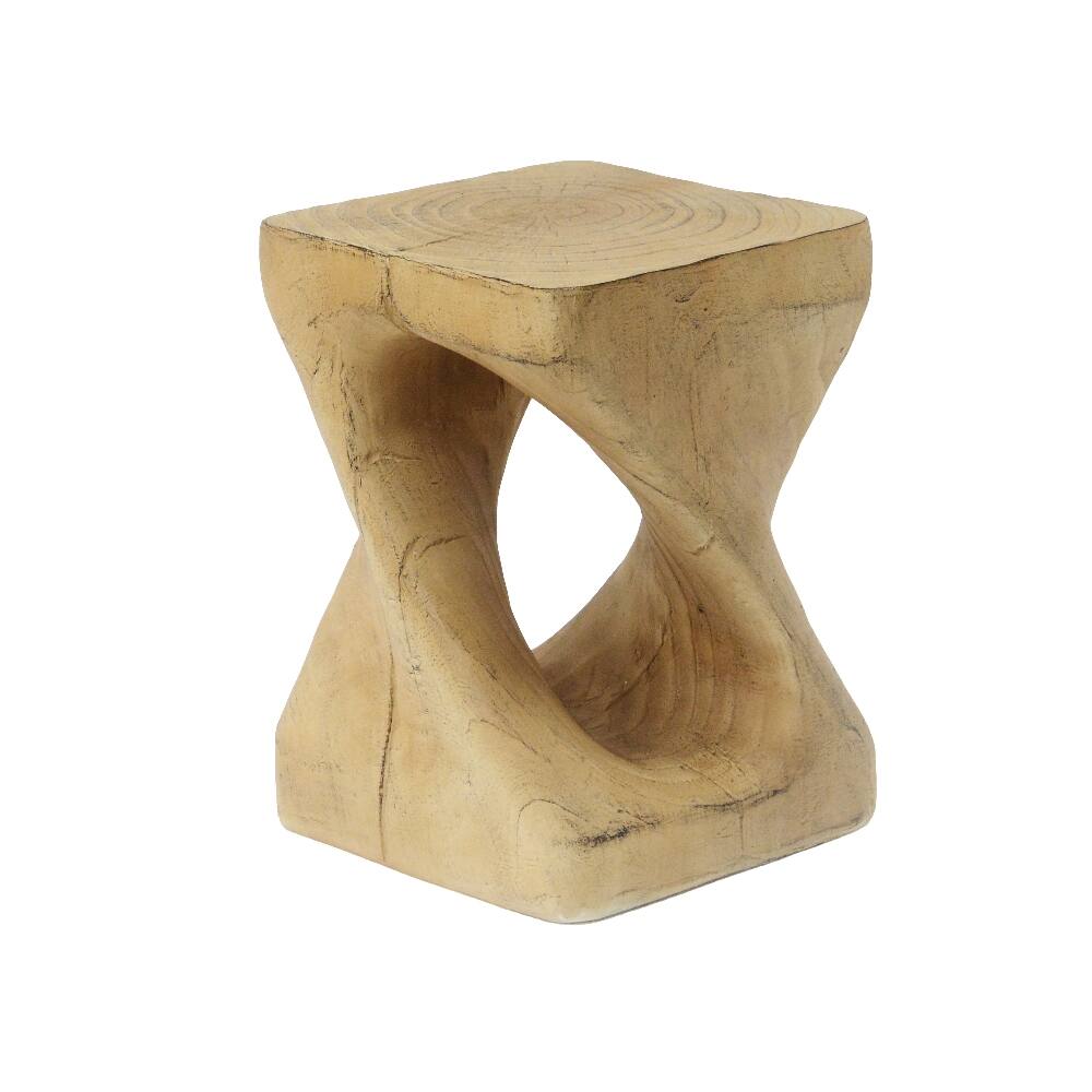 Back. Loheer - Loheer Twist Side Table MGO Wood Look Spiral End Table Natural - Natural.