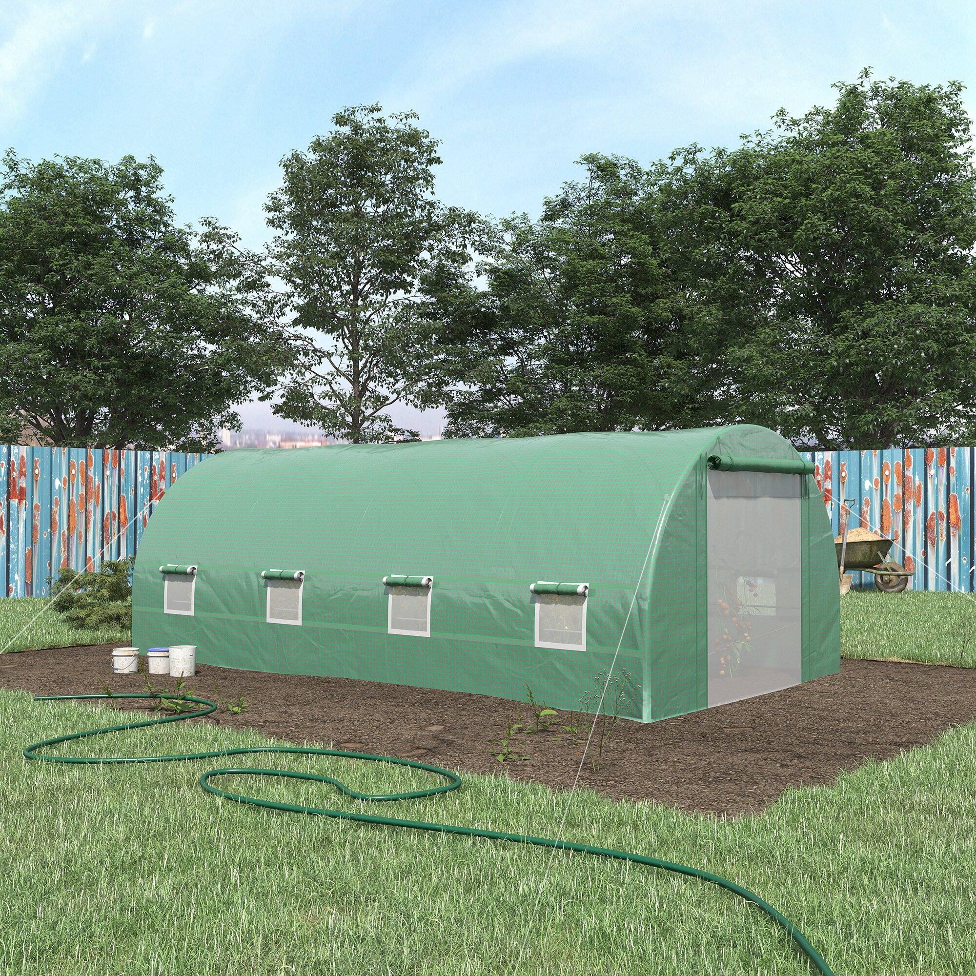 Alt View 1. Outsunny - Frame Walk-In Tunnel Greenhouse Garden Warm House Large Hot House Kit with Windows & Door - Green.