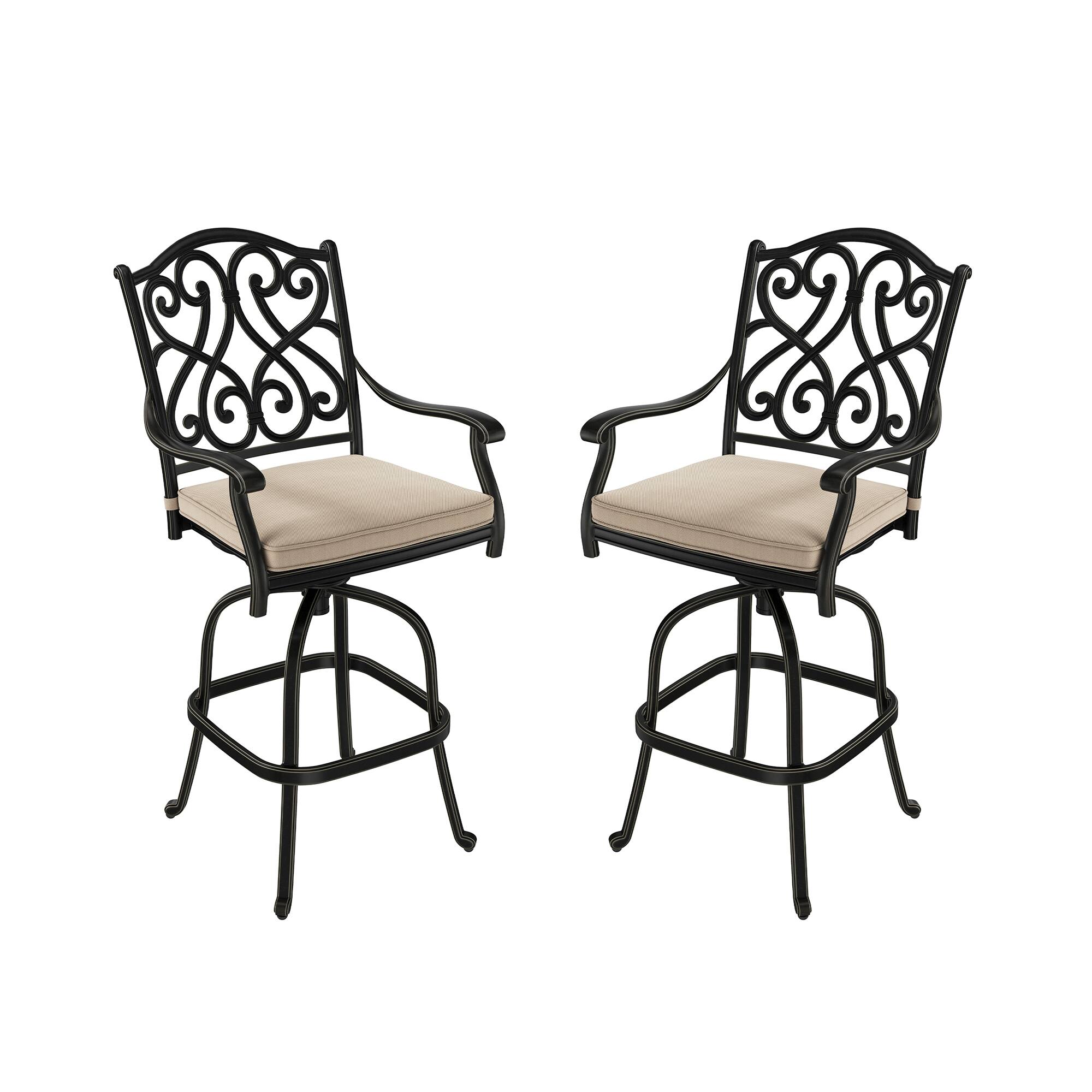Alt View 2. Mondawe - 2 - Person Square Outdoor Dining Set with Cushions - Black+Beige.