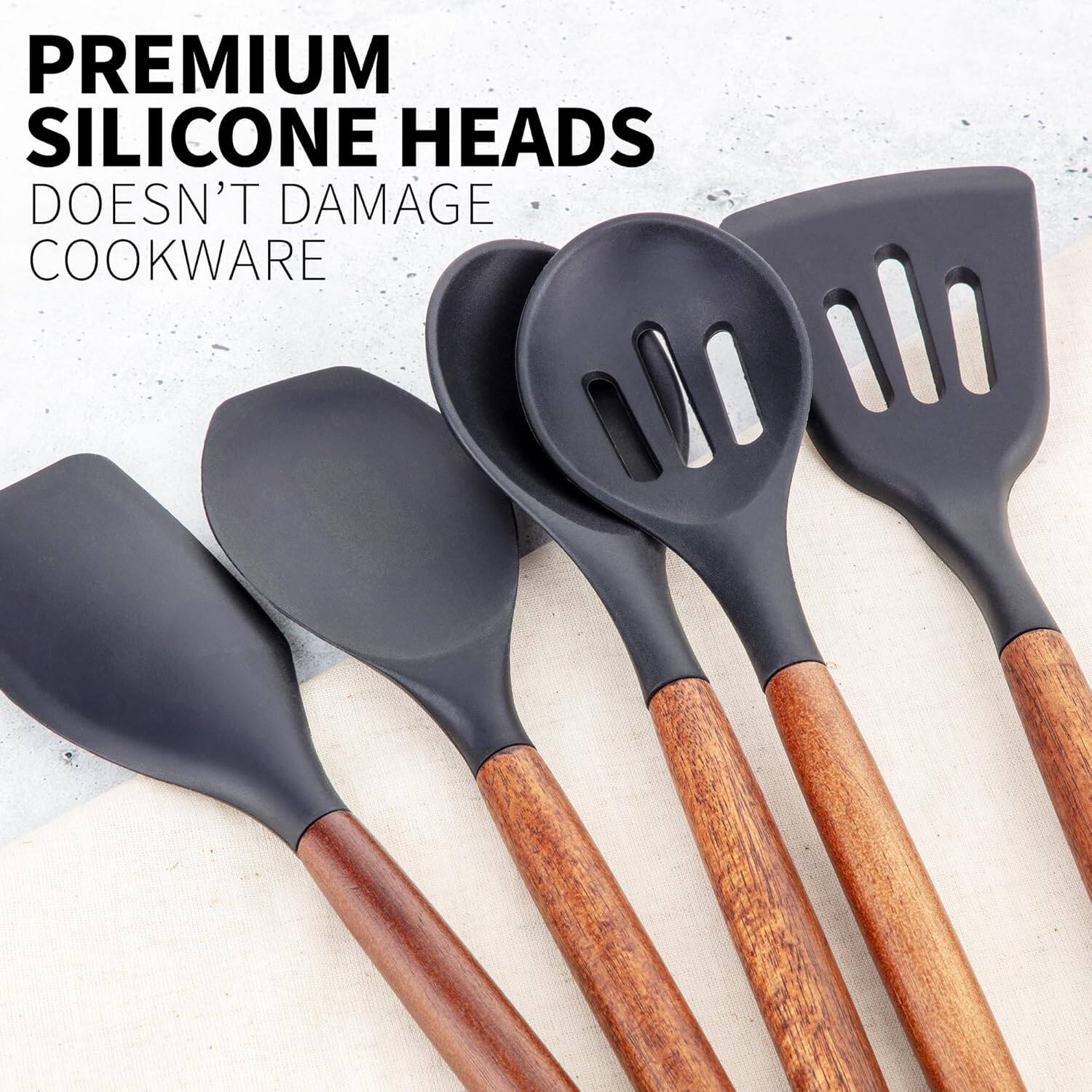 PREMIUM SILICONE HEADS  
DOESN'T DAMAGE COOKWARE