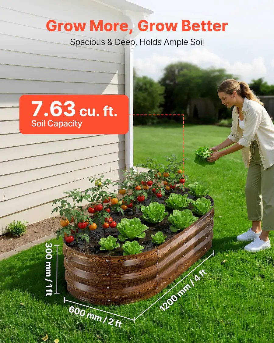 Landscape Store Structure VEVOR 2 Pack Galvanized Raised Garden Beds, 4 x 2 x 1 ft, Oval Metal ...