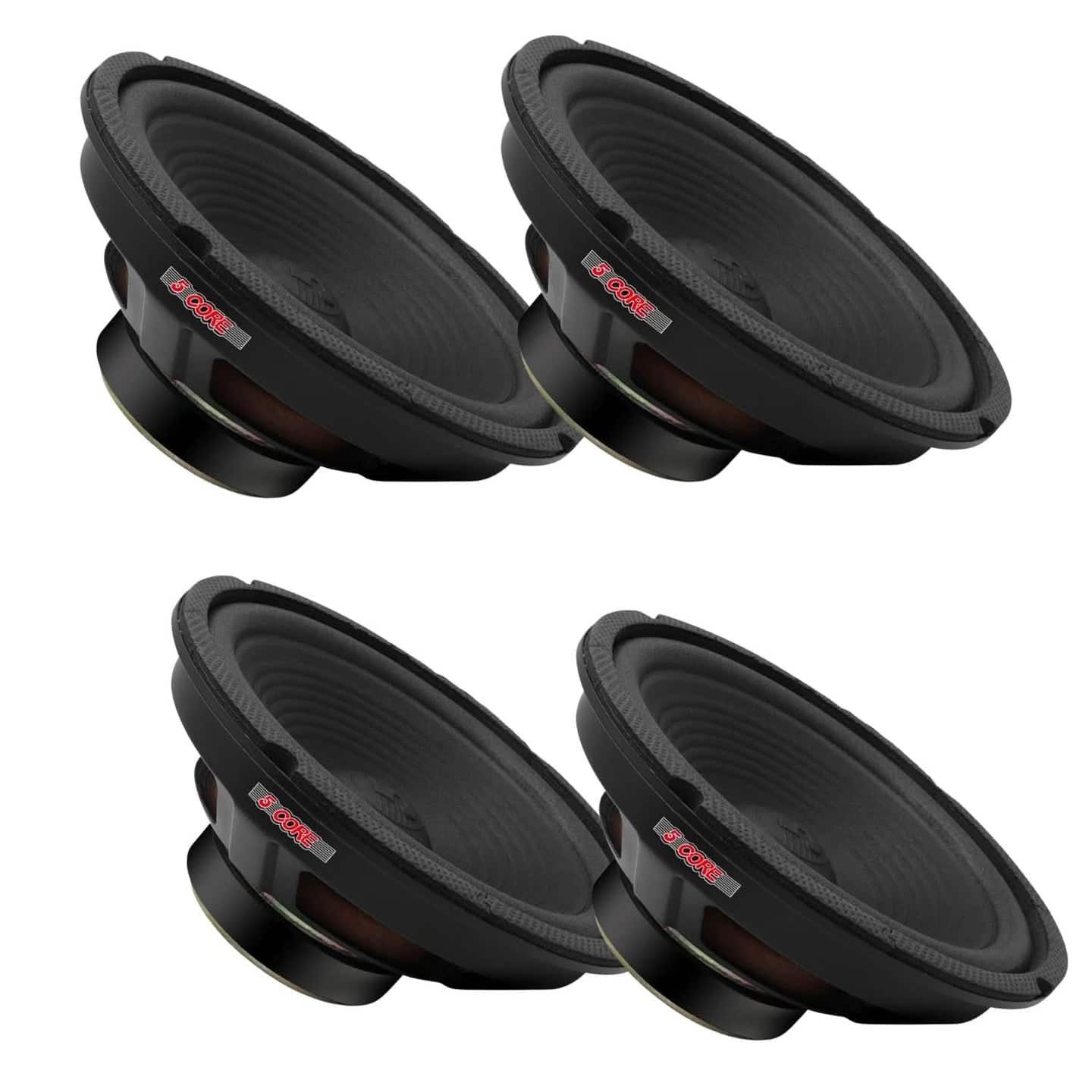 5 CORE - Subwoofer 8" 500W Car Audio Sub Woofer Speaker 4 Ohm Bass Replacement Subwoofers Driver 4Pcs - Black