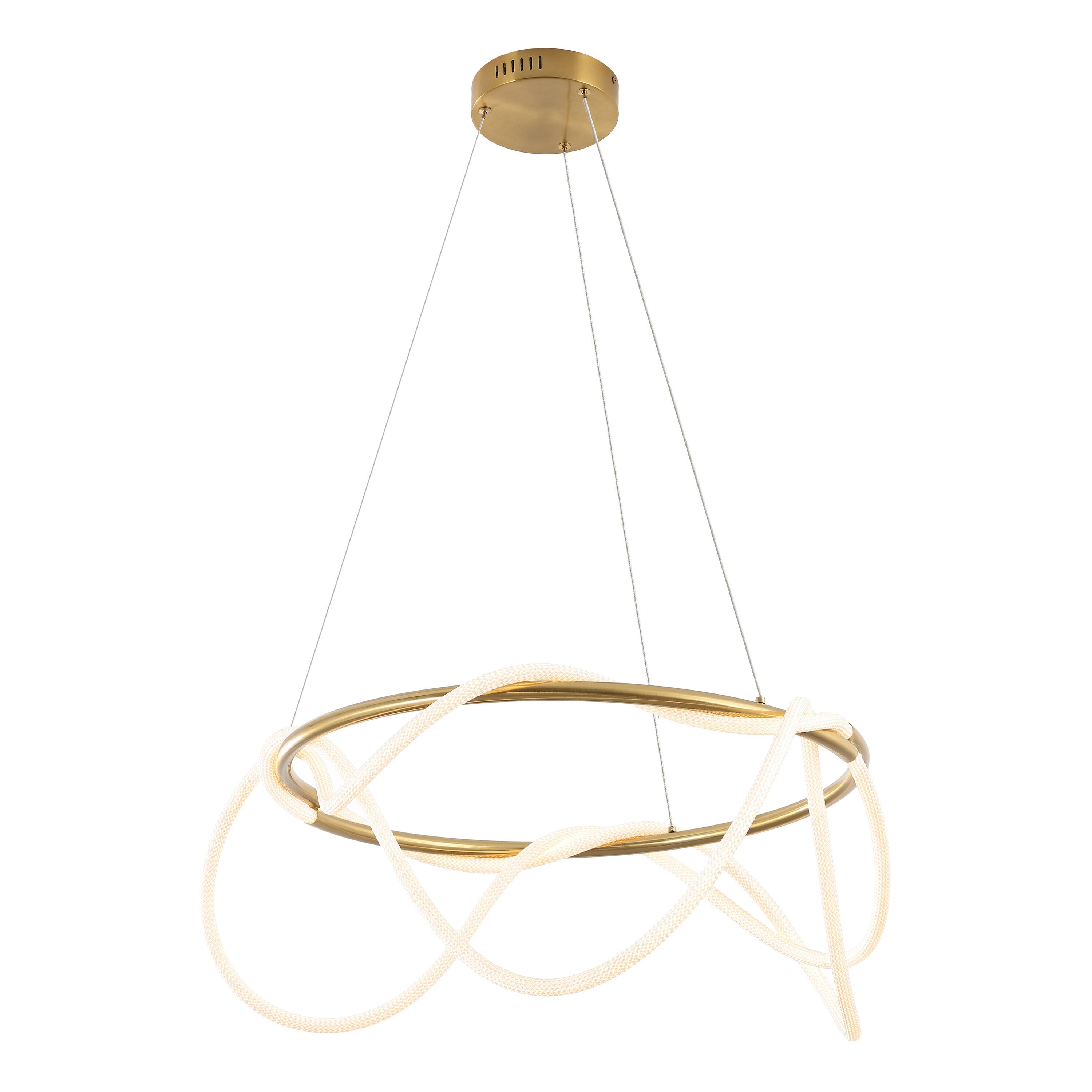"Jonathan Y - Lisette 25"" Contemporary Minimalist 360 Adjustable Silicone Rope Dimmable Integrated LED Chandelier - Brass Gold" price history on PriceWatchPro