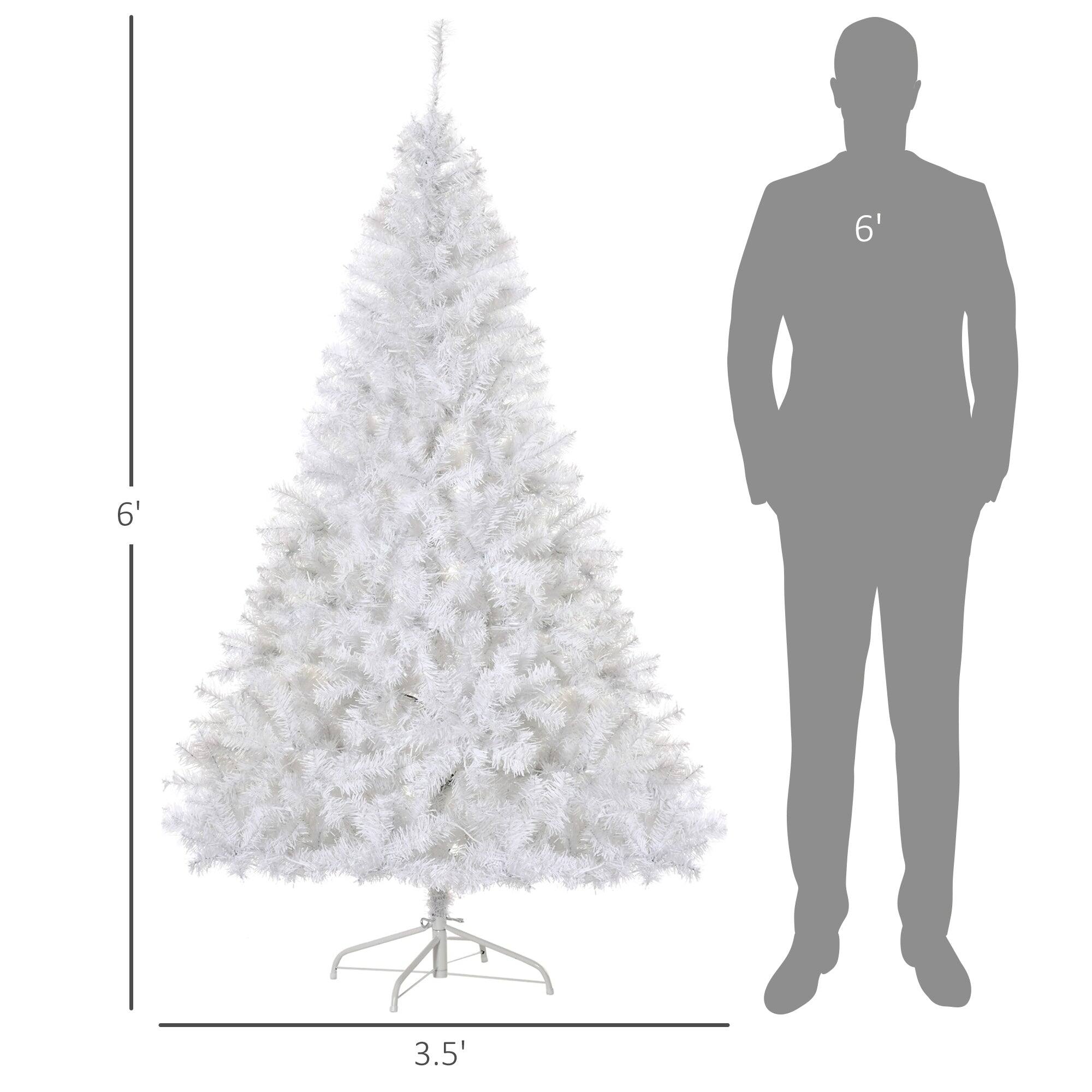 Left. BreeBe - 6 ft Tall Prelit Christmas Tree Douglas Fir Artificial Christmas Tree with Realistic Branches - White.