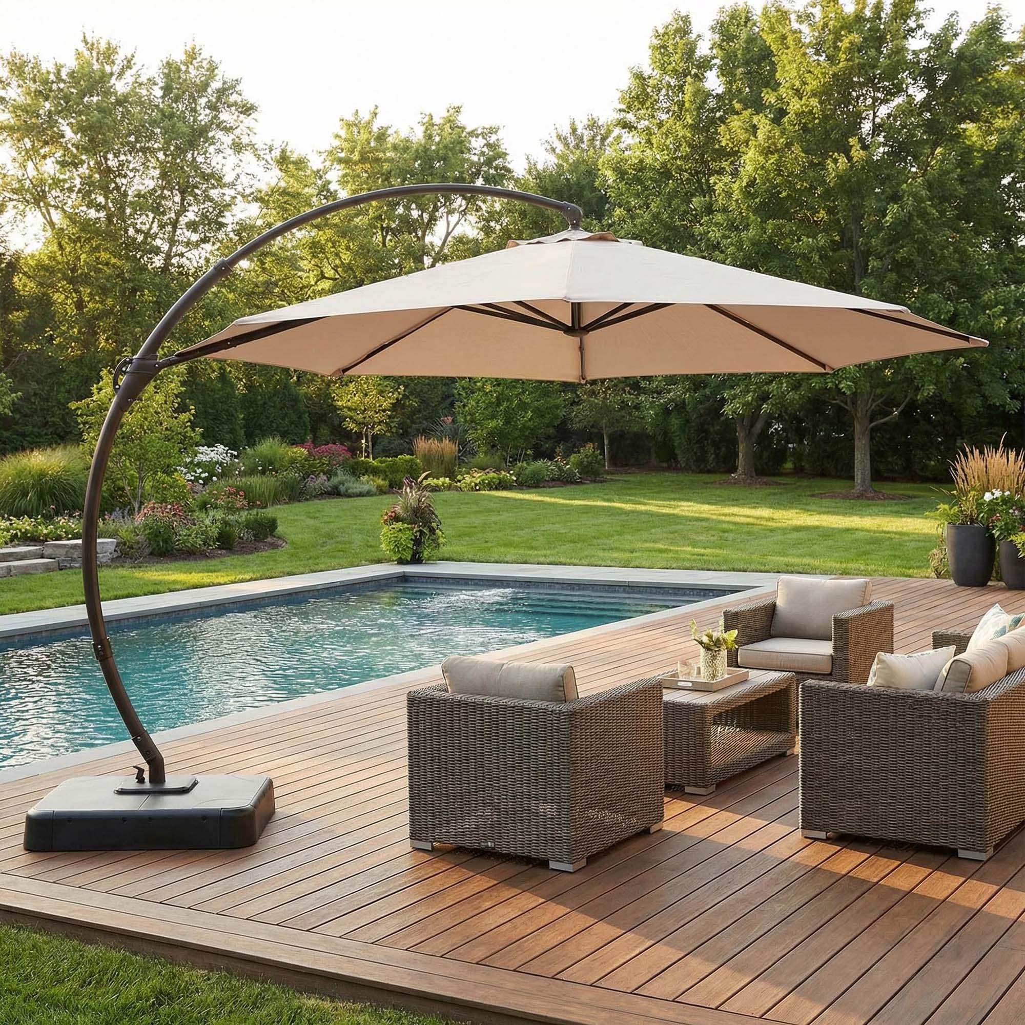 Alt View 1. Boyel Living - 11ft New Champagne Cantilever Patio Umbrella UV Protection - Champagne.
