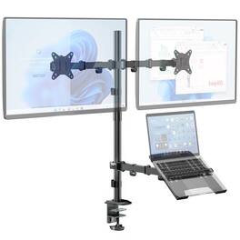 PO3TICJUNKI3 - Dual Monitor Stand And Laptop Mount Fit Two 17 To 32 Inch 10 17 Extra Tall Adjustable 19.8 Lbs Weight - Default