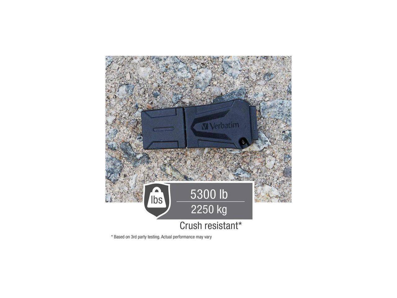5300 lb  
2250 kg  
Crush resistant*  
Based on 3rd party testing. Actual performance may vary  

*Based on 3rd party testing. Actual performance may vary