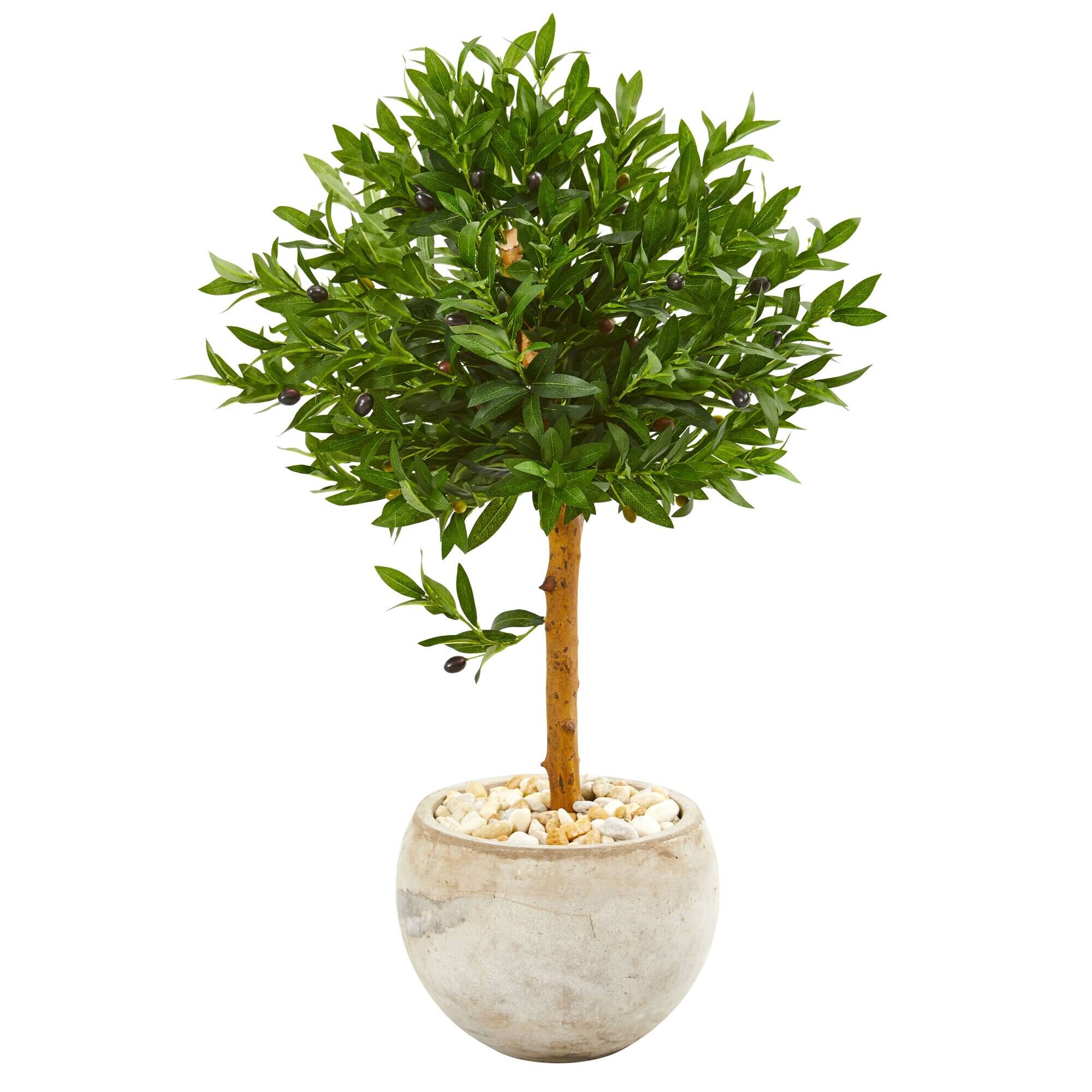 Front. BreeBe - 38" Olive Artificial Tree in Planter UV (Indoor/Outdoor) - Green.