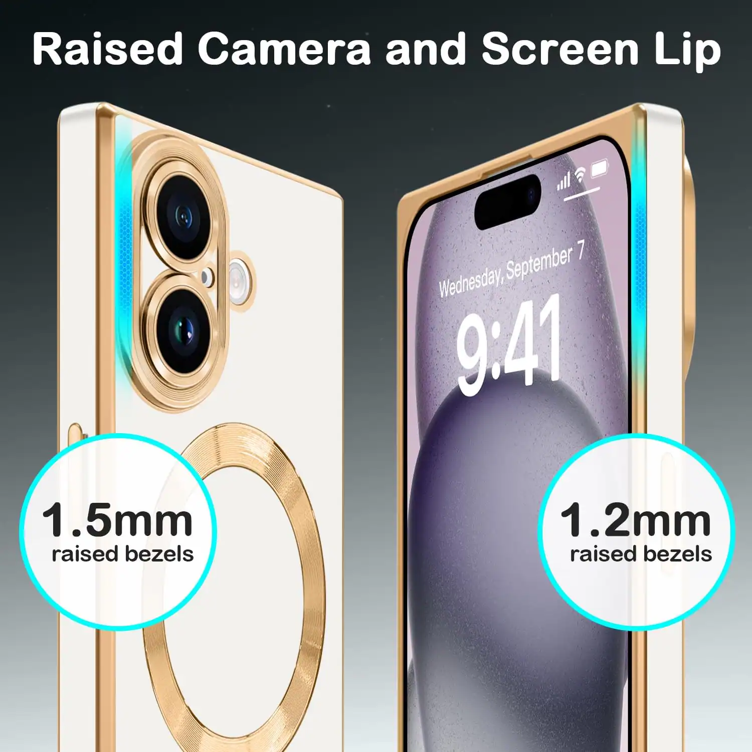 Raised Camera and Screen Lip

1.5mm raised bezels

1.2mm raised bezels