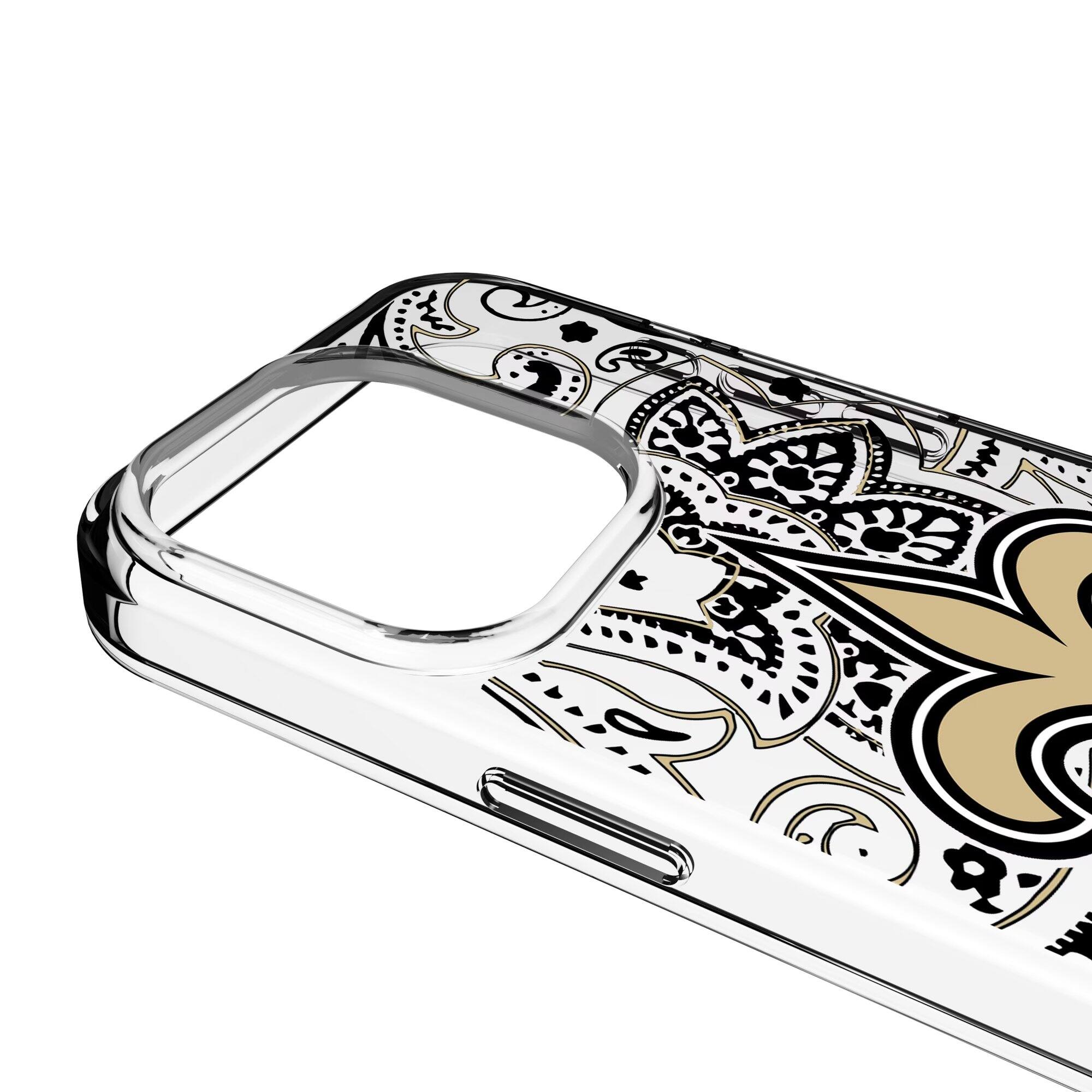 Alt View 2. Keyscaper - New Orleans Saints iPhone Clear Paisley Design Case - 16e - Multicolor.