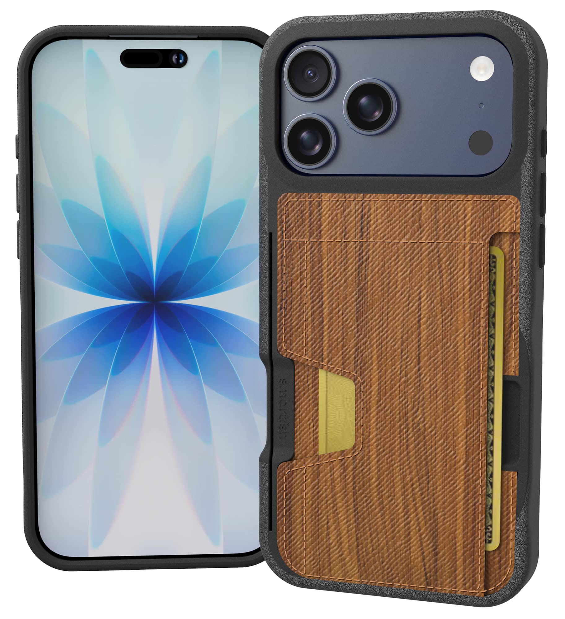 Smartish - iPhone 17 Pro Max Wallet Case - Wallet Slayer Vol 2 - Slim Card Holder w/ Card Kickstand - Walnut Woods - [Walnut Woods]