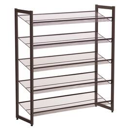 Songmics Home - Shoe Rack, 5-Tier Shoe Organizer, Metal Shoe Storage for Garage, Stackable Shoe Shelf - Bronze
