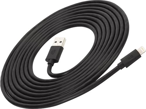 Front. Griffin - 9.8' USB-to-Lightning Charge-and-Sync Cable - Black.