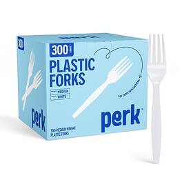 Perk - Polystyrene Fork, Medium-Weight, 300/Pack - White