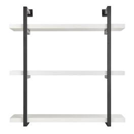 Danya B - Modern 3-Tier Bracket Wall Shelves in Black Metal and Finish - White Birch