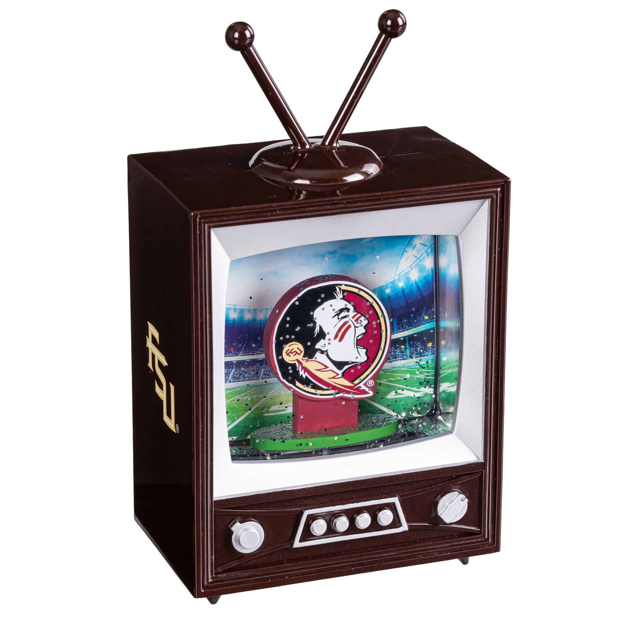 Evergreen Enterprises - Florida State Seminoles 8" Vintage TV Water Globe Lantern with Mascot - Brown