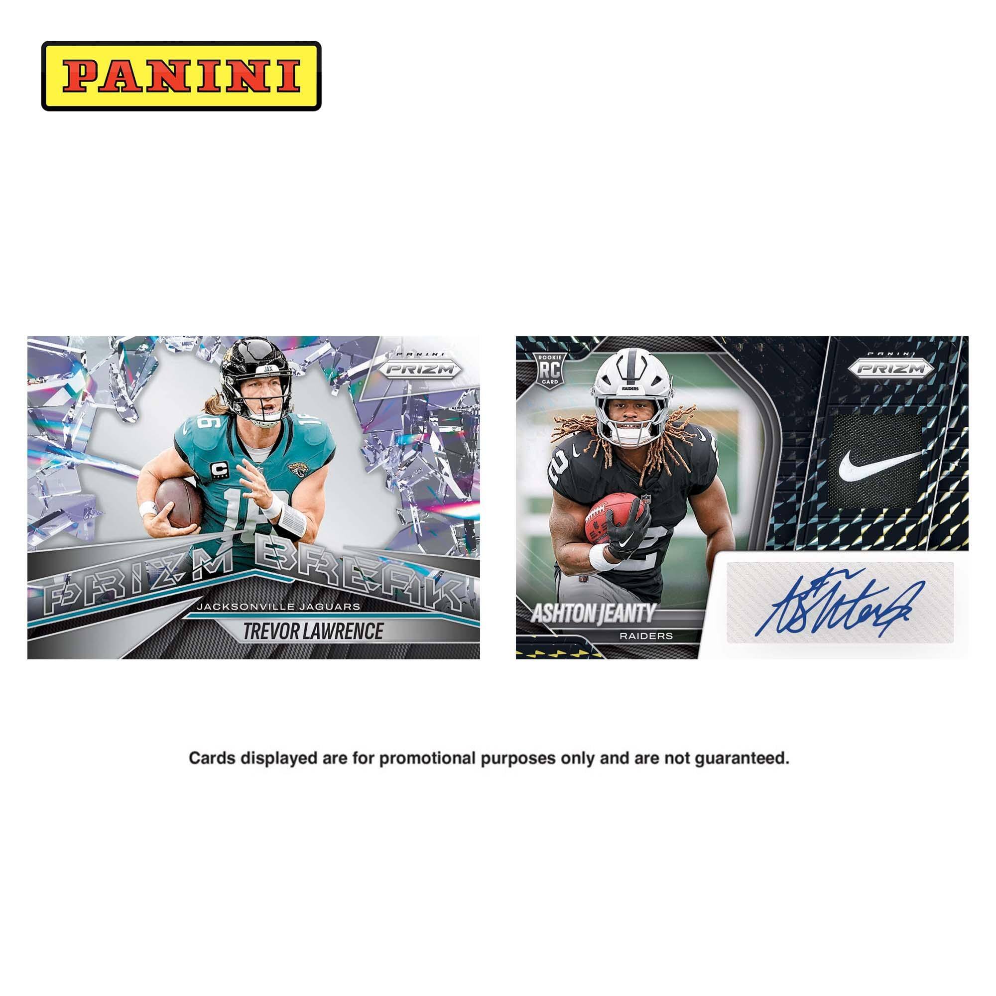 PANINI MMSIN PRIEM - RC ... I OSIN PRIEM 6 1F C 5 IP S FRIZM JACKSONVILLE BREAK BRAUDAL ASHTON JEANTY TREVOR LAWRENCE HAIDERS

Cards displayed are for promotional purposes only and are not guaranteed.