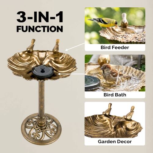 3-IN-1 FUNCTION  
Bird Feeder  
Bird Bath  
Garden Decor