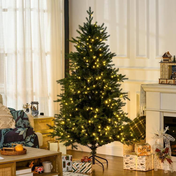 Alt View 2. PULUZ - 6 feet Artificial Prelit Christmas Trees Holiday Decor with Warm White LED Lights, Auto Open, 8 Light Modes - Green.