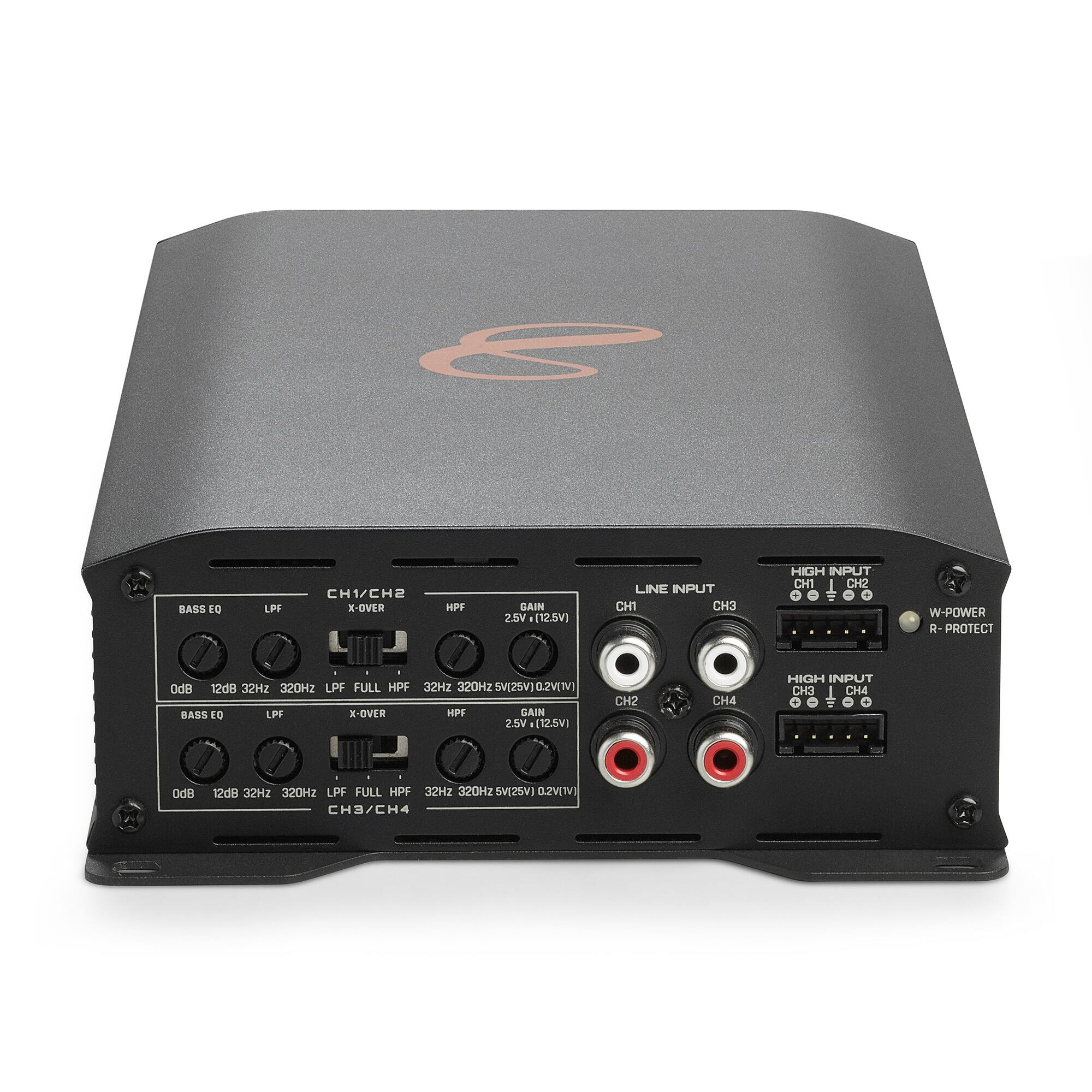 S BASS EQ LPF CH1/CH2 X-OVER HPF GAIN 2.5N (125V) LINE INPUT CH1 CH3 HIGH INPUT CHN CH2 W-POWER R-PROTECT OdB 12dB 32Hz 320HZ LPF FULL HPF 32HZ 320HZ

BASS EQ LPF X-OVER HPF GAIN 2.5V +[12,5V] CH2 CH4 HIGH INPUT H CH4 Dda 12dB 32Hz 320HZ LPF FULL HP 32Hz 320HZ

CH1/CH2
BASS EQ
LPF
X-OVER
HPF
GAIN 2.5V (12.5V)
OdB 12dB 32Hz 320Hz LPF FULL HPF 32Hz 320Hz 2.5V/12V

CH3/CH4
BASS EQ
LPF
X-OVER
HPF
GAIN 2.5V (12.5V)
OdB 12dB 3