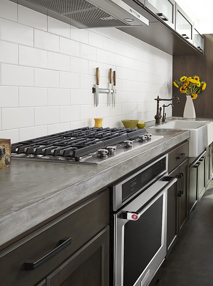 Angle View: KitchenAid - 27" Built-In Single Electric Convection Wall Oven - Stainless steel