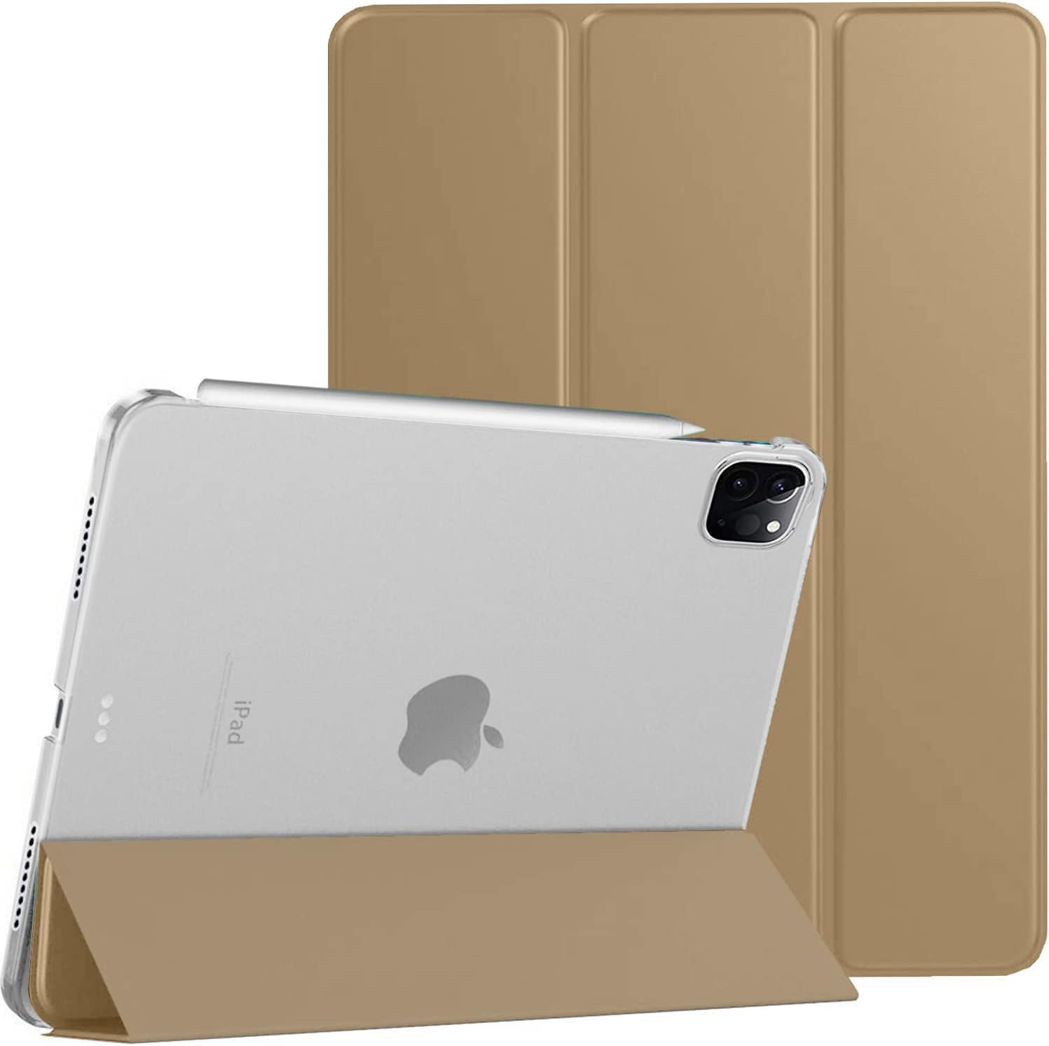 Front. DuraSafe Cases - iPad Pro 11" 4th/3rd/2nd Gen 2022/2021/2020 Slim Tri-Fold Smart Case with Dual-Angle Stand A2228 A2068 A2230 A2231 A2377 - Gold.