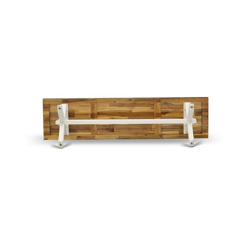 Alt View 2. East West Furniture - Mid Century Modern Dining Bench with Solid Wood Seat - Brown.