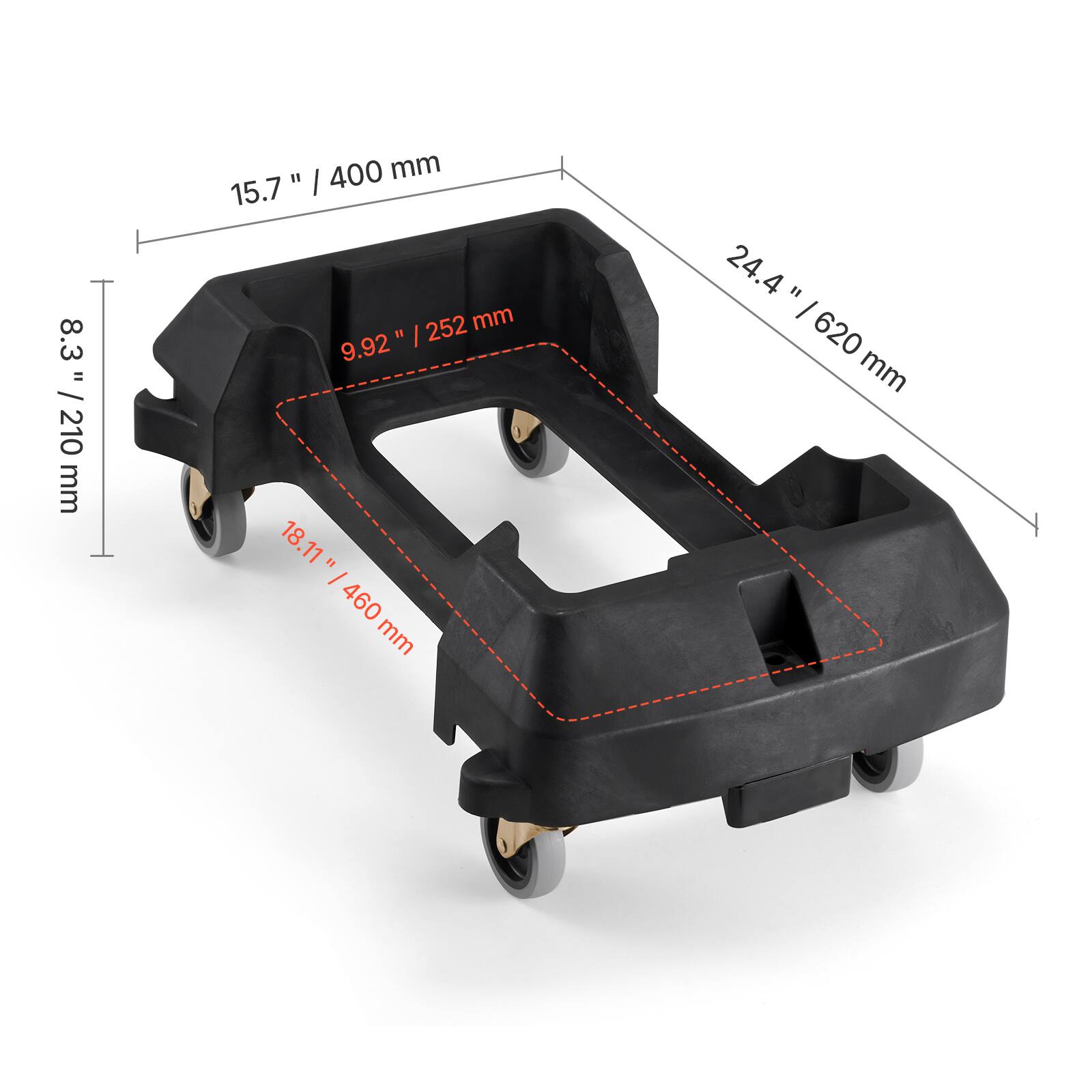 8.3" / 210 mm  
15.7" / 400 mm  
9.92" / 252 mm  
18.11" / 460 mm  
24.4" / 620 mm