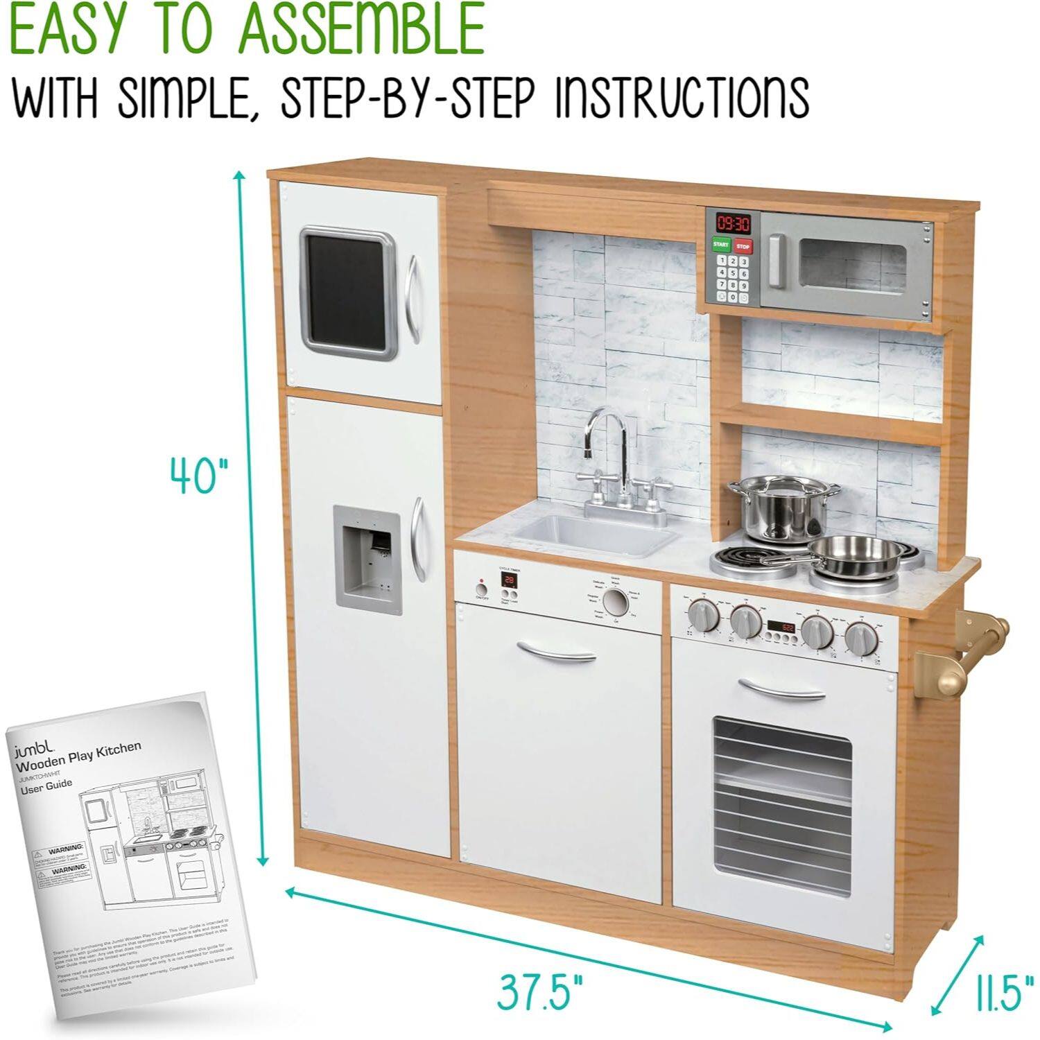 EASY TO ASSEMBLE WITH SIMPLE, STEP-BY-STEP INSTRUCTIONS

jumbl Play Kitchen Wooden User Guide

40"
37.5"
11.5"