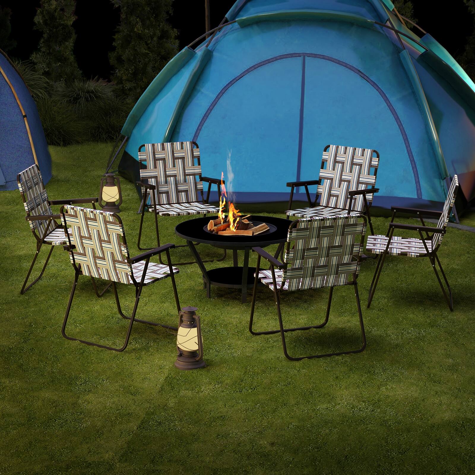 Alt View 4. Costway - Costway 6 PCS Folding Beach Chair Camping Lawn Webbing Chair Lightweight 1 Position - Brown.