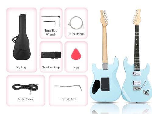 Truss Rod Wrench  
Extra Strings  
Gig Bag  
Shoulder Strap  
Picks  
Guitar Cable  
Tremolo Arm