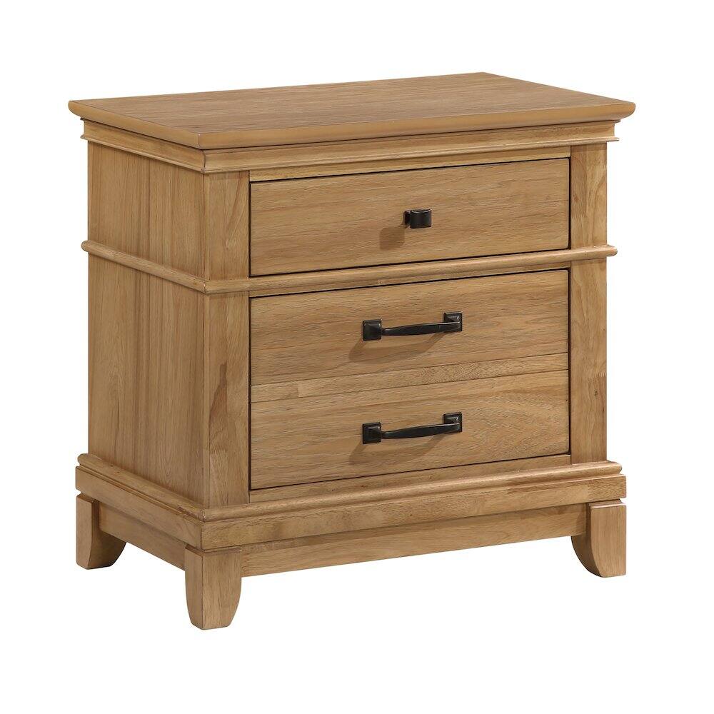 Angle. New Classic Furniture - Sunstone Wood 3-Drawer Nightstand in Honey - Honey.