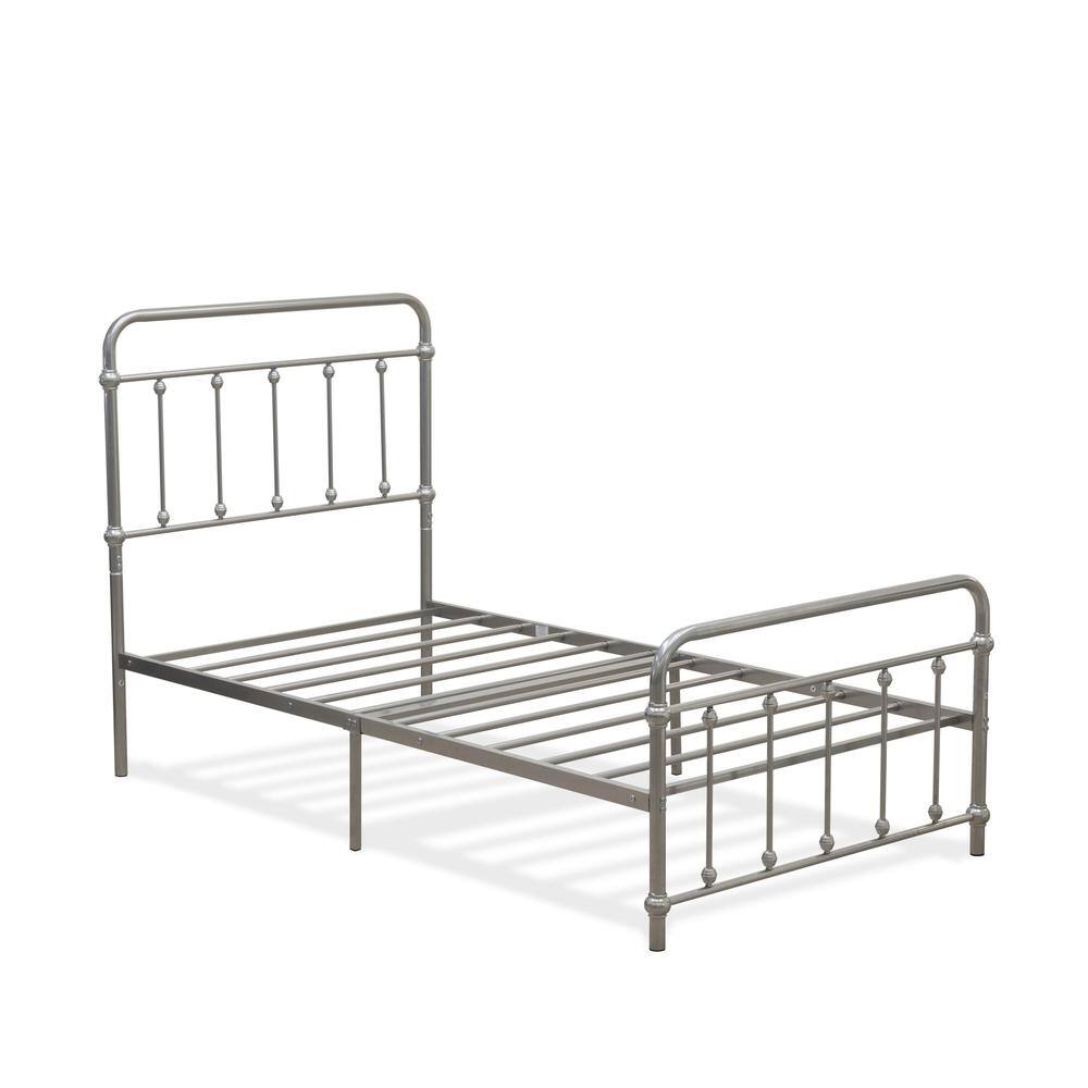 Left. East West Furniture - Garland Twin Bed Frame with 6 Metal Legs - Deluxe Bed Frame in Powder Coating Silver Color - Silver.
