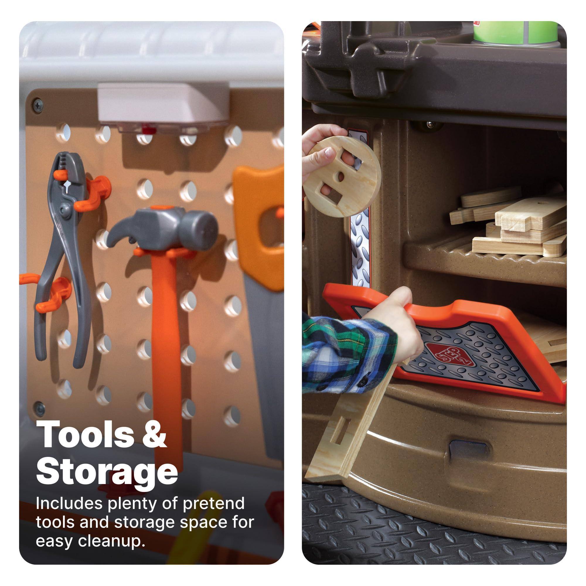 Tools & Storage  
Includes plenty of pretend tools and storage space for easy cleanup.