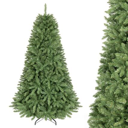 Front. WELLFOR - 6ft Unlit Artificial Christmas Tree, Classic SpruceโStyle Hinged Xmas Tree with 1430 Dense Branch Tips - Green.
