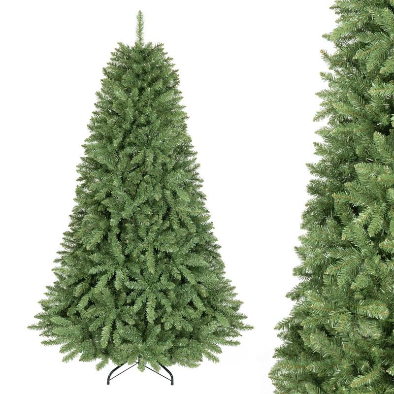 Front. WELLFOR - 6ft Unlit Artificial Christmas Tree, Classic Spruce‑Style Hinged Xmas Tree with 1430 Dense Branch Tips - Green.