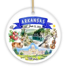 OrnamentallyYou - Artistic Arkansas State Themes and Landmarks Christmas Ornament Version 2 - Multi-colored